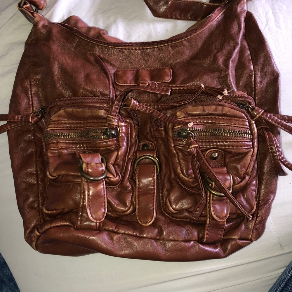 Faux leather brown purse